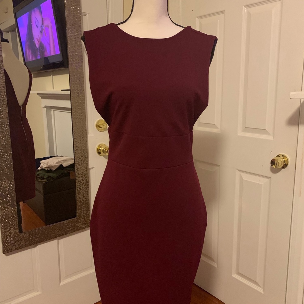 Burgundy open side dress